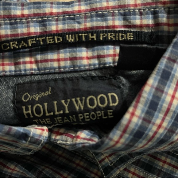 ORIGINAL HOLLYWOOD BOYS SHIRT THE JEAN PEOPLE LONG SLEEVE BLUE CHECKED  SIZE M - Picture 11 of 11